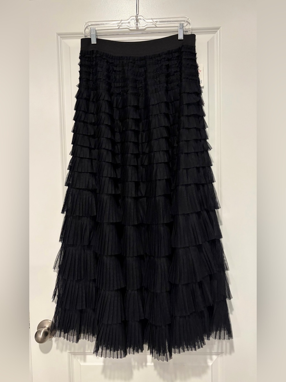 Lucky Brand Elegant Black Tiered Tulle Maxi Skirt